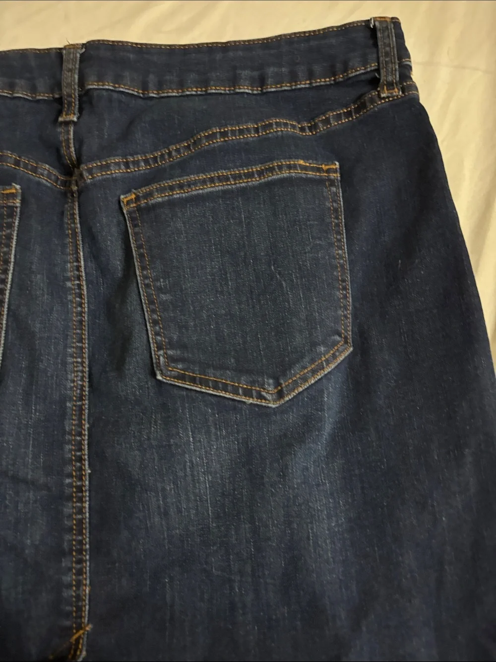 Classic Dark Blue Denim Skirt western skater stretch Boho capsule wardrobe H